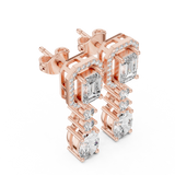 Regal Multi-Drop Collet & Prong-Set Lab-Grown Diamond & Blue Gemstone Dangle Earrings (23.40 mm | 3.303 Ct TW)