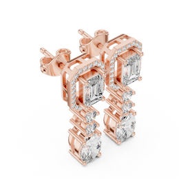 Regal Multi-Drop Collet & Prong-Set Lab-Grown Diamond & Blue Gemstone Dangle Earrings (23.40 mm | 3.303 Ct TW)