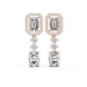 Regal Multi-Drop Collet & Prong-Set Lab-Grown Diamond & Blue Gemstone Dangle Earrings (23.40 mm | 3.303 Ct TW)