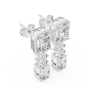 Regal Multi-Drop Collet & Prong-Set Lab-Grown Diamond & Blue Gemstone Dangle Earrings (23.40 mm | 3.303 Ct TW)