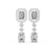 Regal Multi-Drop Collet & Prong-Set Lab-Grown Diamond & Blue Gemstone Dangle Earrings (23.40 mm | 3.303 Ct TW)