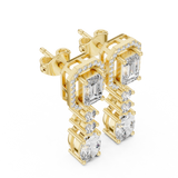 Regal Multi-Drop Collet & Prong-Set Lab-Grown Diamond & Blue Gemstone Dangle Earrings (23.40 mm | 3.303 Ct TW)