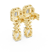 Regal Multi-Drop Collet & Prong-Set Lab-Grown Diamond & Blue Gemstone Dangle Earrings (23.40 mm | 3.303 Ct TW)