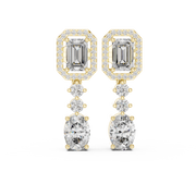 Regal Multi-Drop Collet & Prong-Set Lab-Grown Diamond & Blue Gemstone Dangle Earrings (23.40 mm | 3.303 Ct TW)