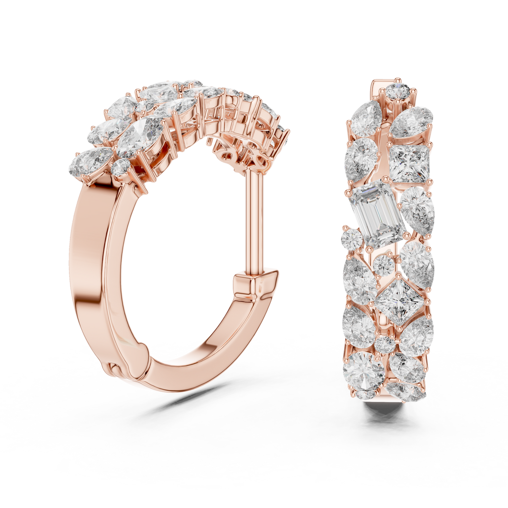 Bloom Cluster Lab-Grown Diamond Hoop Gold Earrings (17.60mm | 0.40 Ct TW)