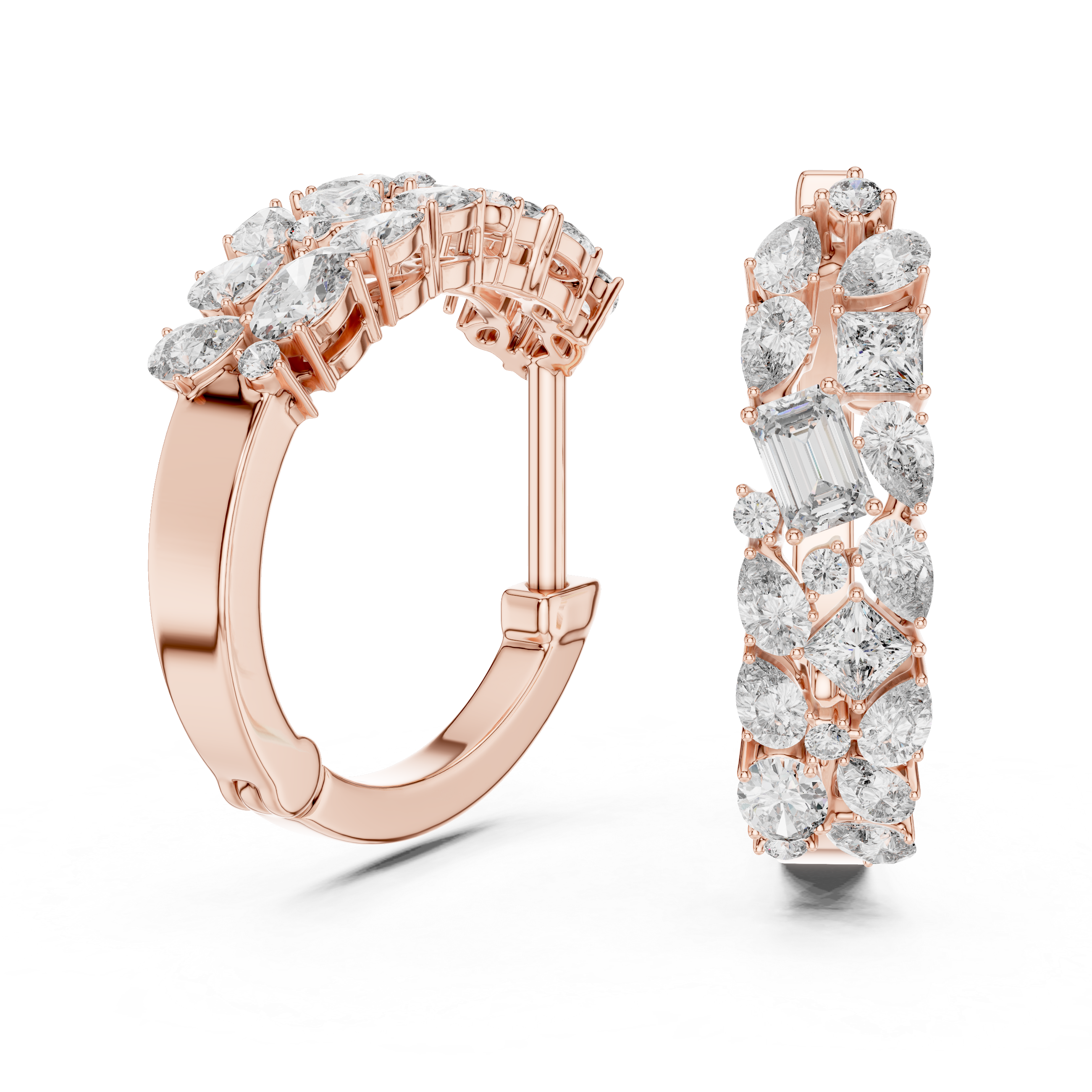 Bloom Cluster Lab-Grown Diamond Hoop Gold Earrings (17.60mm | 0.40 Ct TW)