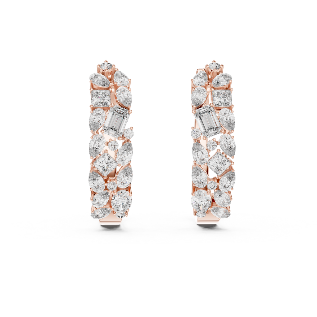 Bloom Cluster Lab-Grown Diamond Hoop Gold Earrings (17.60mm | 0.40 Ct TW)