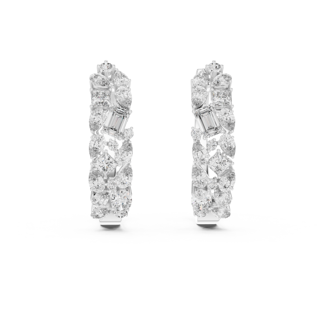 Bloom Cluster Lab-Grown Diamond Hoop Gold Earrings (17.60mm | 0.40 Ct TW)