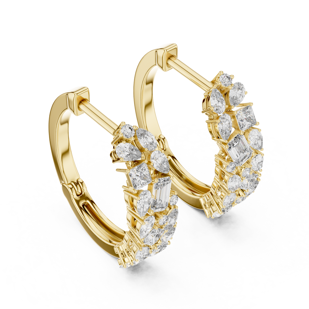 Bloom Cluster Lab-Grown Diamond Hoop Gold Earrings (17.60mm | 0.40 Ct TW)