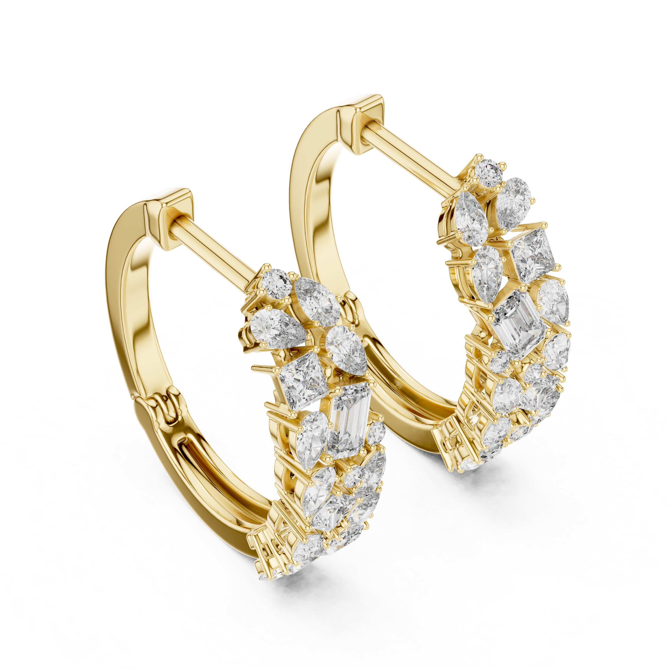 Bloom Cluster Lab-Grown Diamond Hoop Gold Earrings (17.60mm | 0.40 Ct TW)