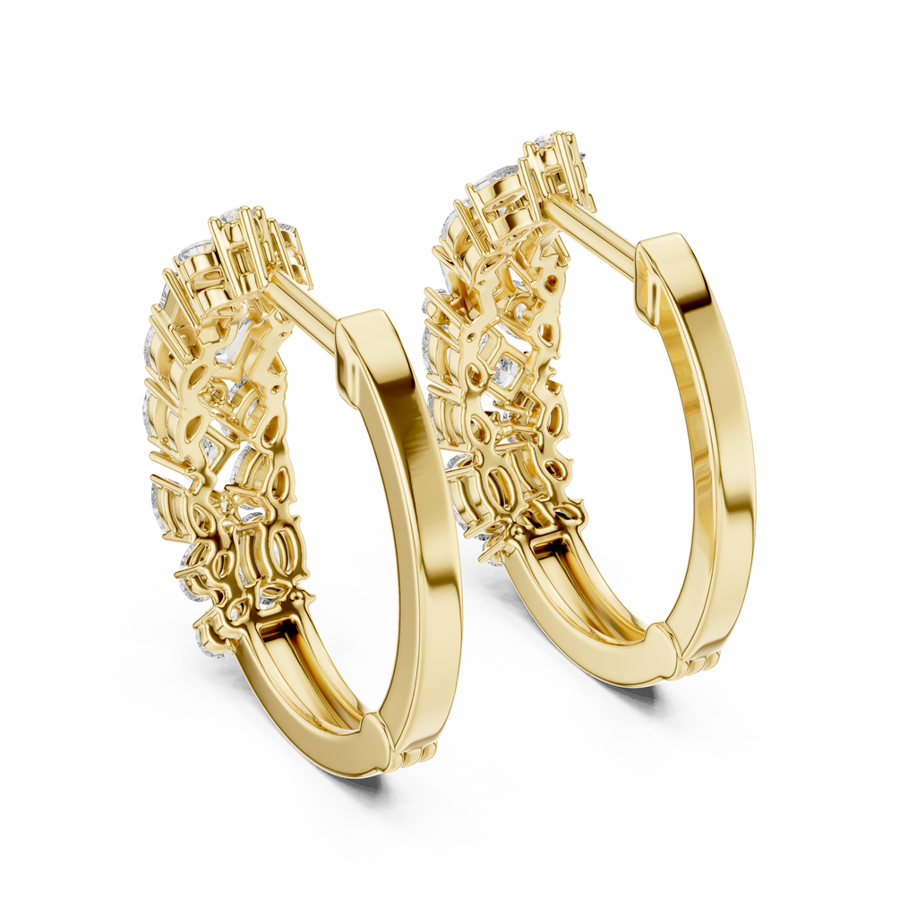 Bloom Cluster Lab-Grown Diamond Hoop Gold Earrings (17.60mm | 0.40 Ct TW)