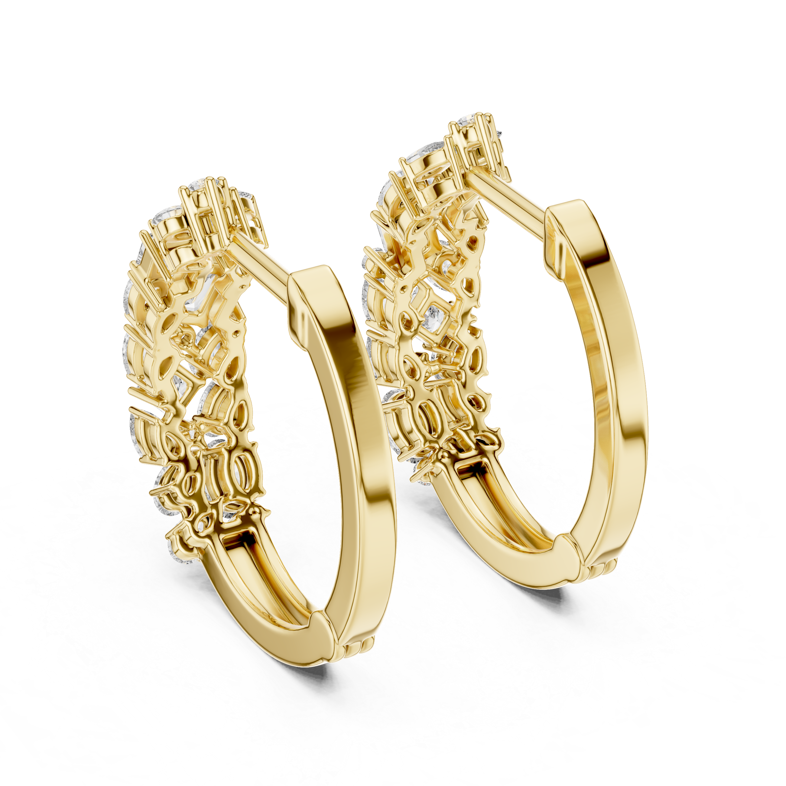 Bloom Cluster Lab-Grown Diamond Hoop Gold Earrings (17.60mm | 0.40 Ct TW)
