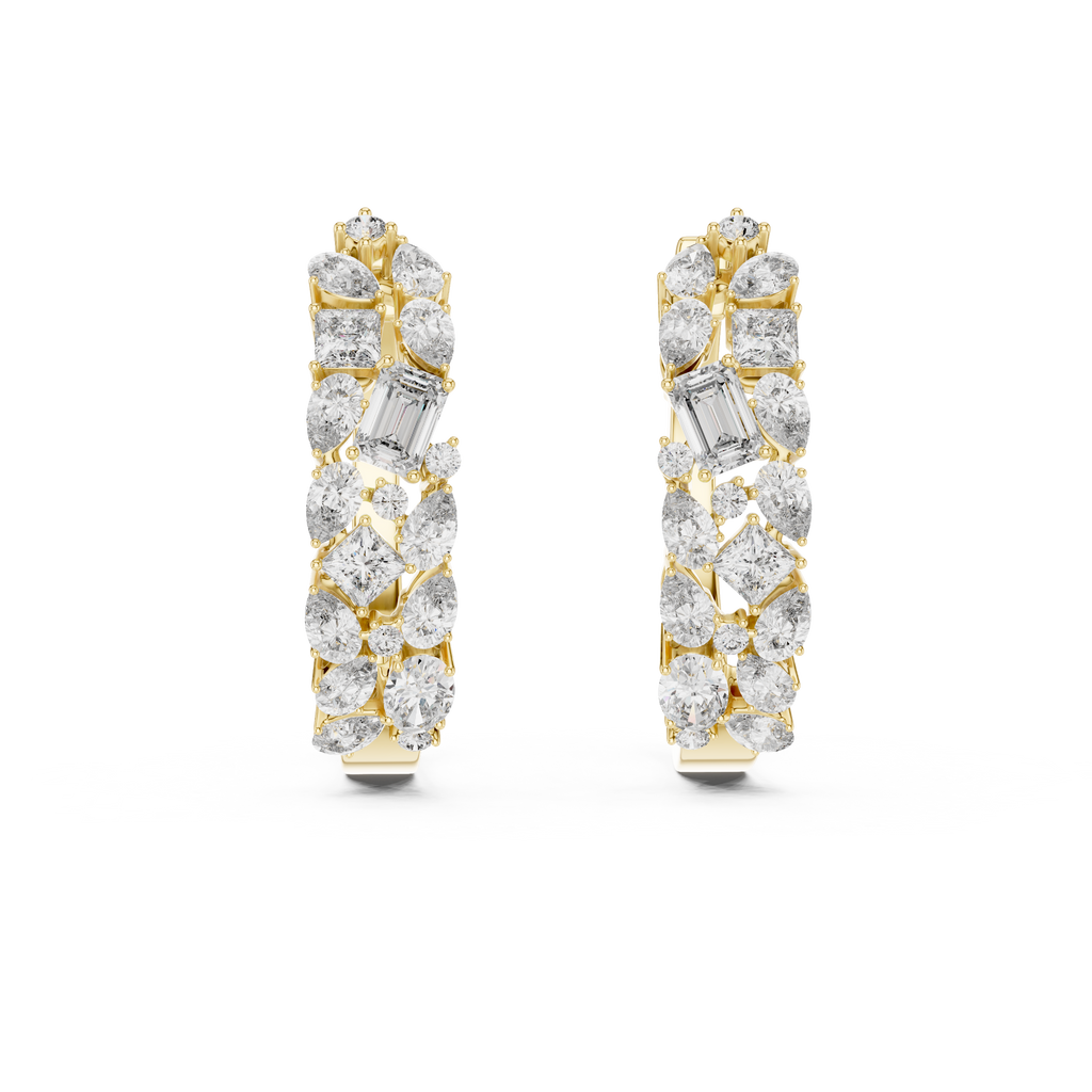 Bloom Cluster Lab-Grown Diamond Hoop Gold Earrings (17.60mm | 0.40 Ct TW)