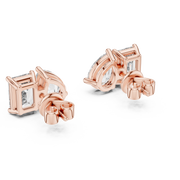 Dual-Glam Pear & Emerald Cut Diamond Stud Gold Earrings (8.75mm | 3.60 Ct TW)