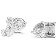 Dual-Glam Pear & Emerald Cut Diamond Stud Gold Earrings (8.75mm | 3.60 Ct TW)