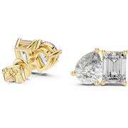 Dual-Glam Pear & Emerald Cut Diamond Stud Gold Earrings (8.75mm | 3.60 Ct TW)