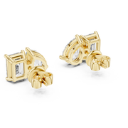 Dual-Glam Pear & Emerald Cut Diamond Stud Gold Earrings (8.75mm | 3.60 Ct TW)