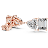 Heart & Emerald Duo Lab-Grown Diamond Gold Earrings (8.27mm | 2.0 Ct TW Approx.)