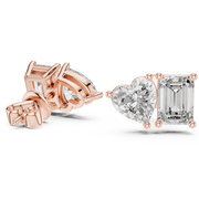 Heart & Emerald Duo Lab-Grown Diamond Gold Earrings (8.27mm | 2.0 Ct TW Approx.)