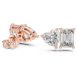 Heart & Emerald Duo Lab-Grown Diamond Gold Earrings (8.27mm | 2.0 Ct TW Approx.)