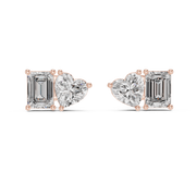 Heart & Emerald Duo Lab-Grown Diamond Gold Earrings (8.27mm | 2.0 Ct TW Approx.)