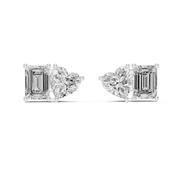 Heart & Emerald Duo Lab-Grown Diamond Gold Earrings (8.27mm | 2.0 Ct TW Approx.)
