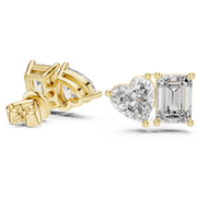 Heart & Emerald Duo Lab-Grown Diamond Gold Earrings (8.27mm | 2.0 Ct TW Approx.)