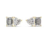 Heart & Emerald Duo Lab-Grown Diamond Gold Earrings (8.27mm | 2.0 Ct TW Approx.)