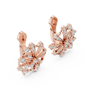 Intricate Floral Burst Diamond Cluster Earrings (16.50 mm | 0.774 Ct TW)