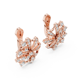 Intricate Floral Burst Diamond Cluster Earrings (16.50 mm | 0.774 Ct TW)