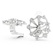 Intricate Floral Burst Diamond Cluster Earrings (16.50 mm | 0.774 Ct TW)