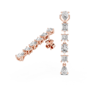 Elegant Multi-Shape Lab-Grown Diamond Linear Drop Earrings (34.15 mm | 0.969 Ct TW)