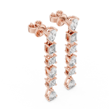 Elegant Multi-Shape Lab-Grown Diamond Linear Drop Earrings (34.15 mm | 0.969 Ct TW)