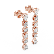 Elegant Multi-Shape Lab-Grown Diamond Linear Drop Earrings (34.15 mm | 0.969 Ct TW)