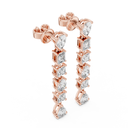 Elegant Multi-Shape Lab-Grown Diamond Linear Drop Earrings (34.15 mm | 0.969 Ct TW)