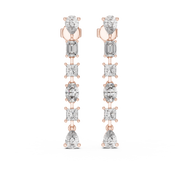 Elegant Multi-Shape Lab-Grown Diamond Linear Drop Earrings (34.15 mm | 0.969 Ct TW)