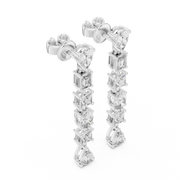 Elegant Multi-Shape Lab-Grown Diamond Linear Drop Earrings (34.15 mm | 0.969 Ct TW)