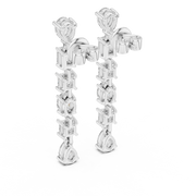 Elegant Multi-Shape Lab-Grown Diamond Linear Drop Earrings (34.15 mm | 0.969 Ct TW)