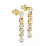 Elegant Multi-Shape Lab-Grown Diamond Linear Drop Earrings (34.15 mm | 0.969 Ct TW)