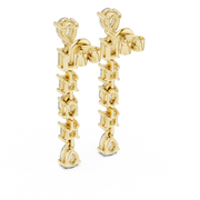 Elegant Multi-Shape Lab-Grown Diamond Linear Drop Earrings (34.15 mm | 0.969 Ct TW)