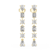 Elegant Multi-Shape Lab-Grown Diamond Linear Drop Earrings (34.15 mm | 0.969 Ct TW)