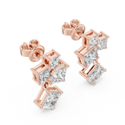 Elegant Princess-Cut Cluster Drop Earrings (18.60 mm | 1.43 Ct TW)