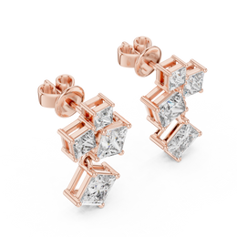 Elegant Princess-Cut Cluster Drop Earrings (18.60 mm | 1.43 Ct TW)