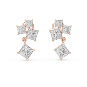 Elegant Princess-Cut Cluster Drop Earrings (18.60 mm | 1.43 Ct TW)