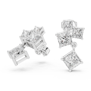 Elegant Princess-Cut Cluster Drop Earrings (18.60 mm | 1.43 Ct TW)