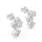 Elegant Princess-Cut Cluster Drop Earrings (18.60 mm | 1.43 Ct TW)