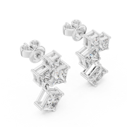 Elegant Princess-Cut Cluster Drop Earrings (18.60 mm | 1.43 Ct TW)