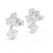 Elegant Princess-Cut Cluster Drop Earrings (18.60 mm | 1.43 Ct TW)