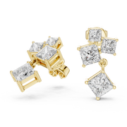 Elegant Princess-Cut Cluster Drop Earrings (18.60 mm | 1.43 Ct TW)