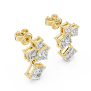 Elegant Princess-Cut Cluster Drop Earrings (18.60 mm | 1.43 Ct TW)